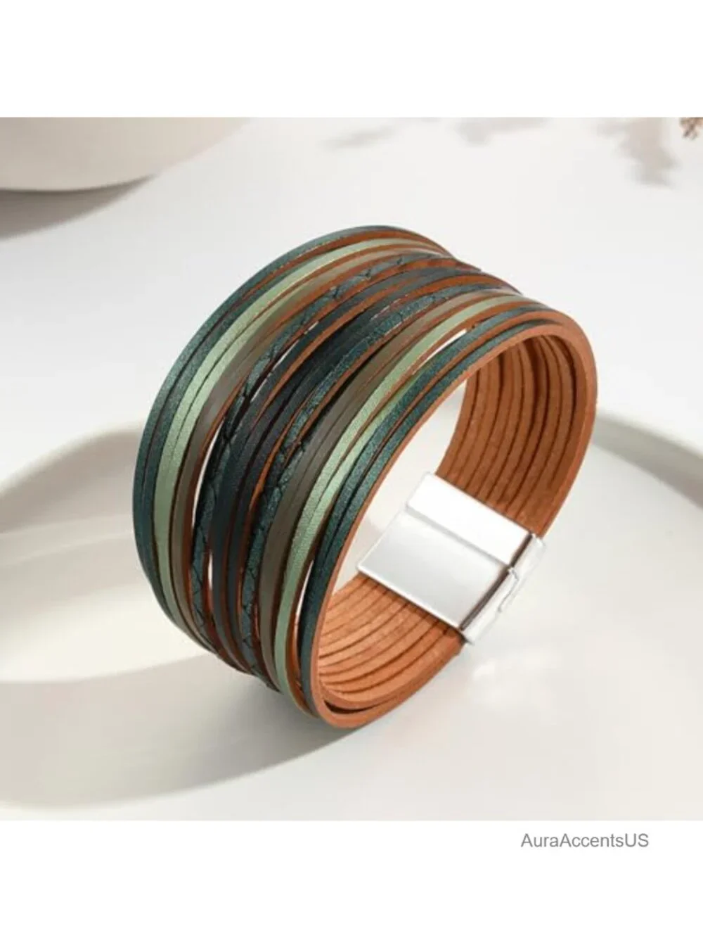 Faux Leather Wrap Bracelet Boho Western Cuff Layered Jewelry for Women